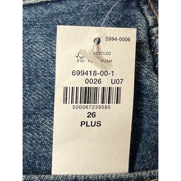 Old Navy NEW Plus Size Blue Cut Off OG High Rise Jean Shorts Size 26 Button Fly - Picture 4 of 8